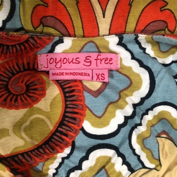 Joyous & Free Paisley Beaded 3/4 Sleeve Scoop Back Stretch Knit Shift Dress XS - Picture 10 of 14